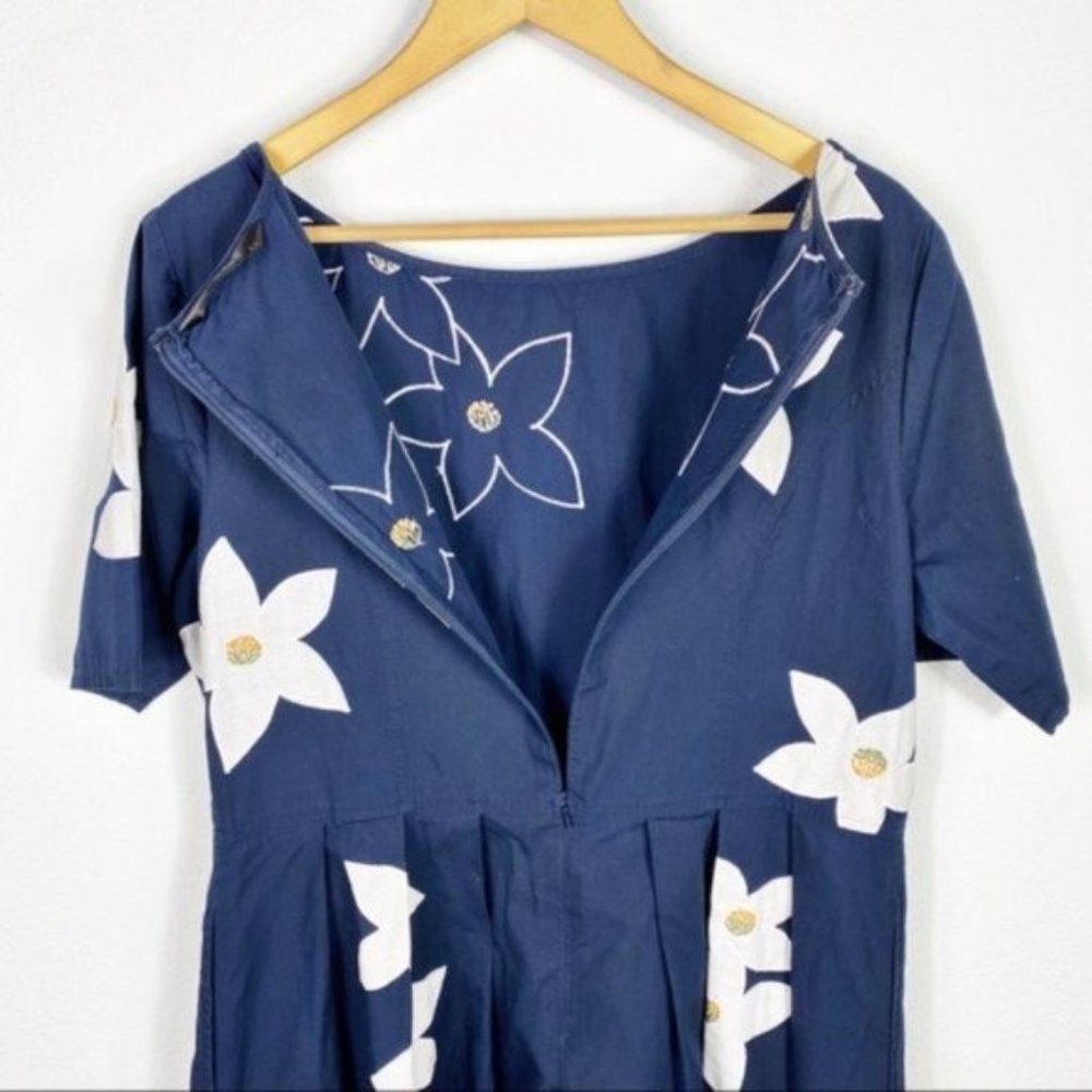 3/$25 Eshakti Navy Dress Flower Daisy Modest Dress - Picture 5 of 8
